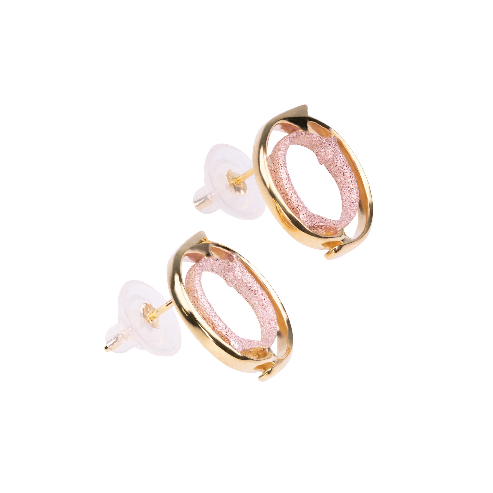 Recycled Sunset Silver and Gold-Plate Ear Studs